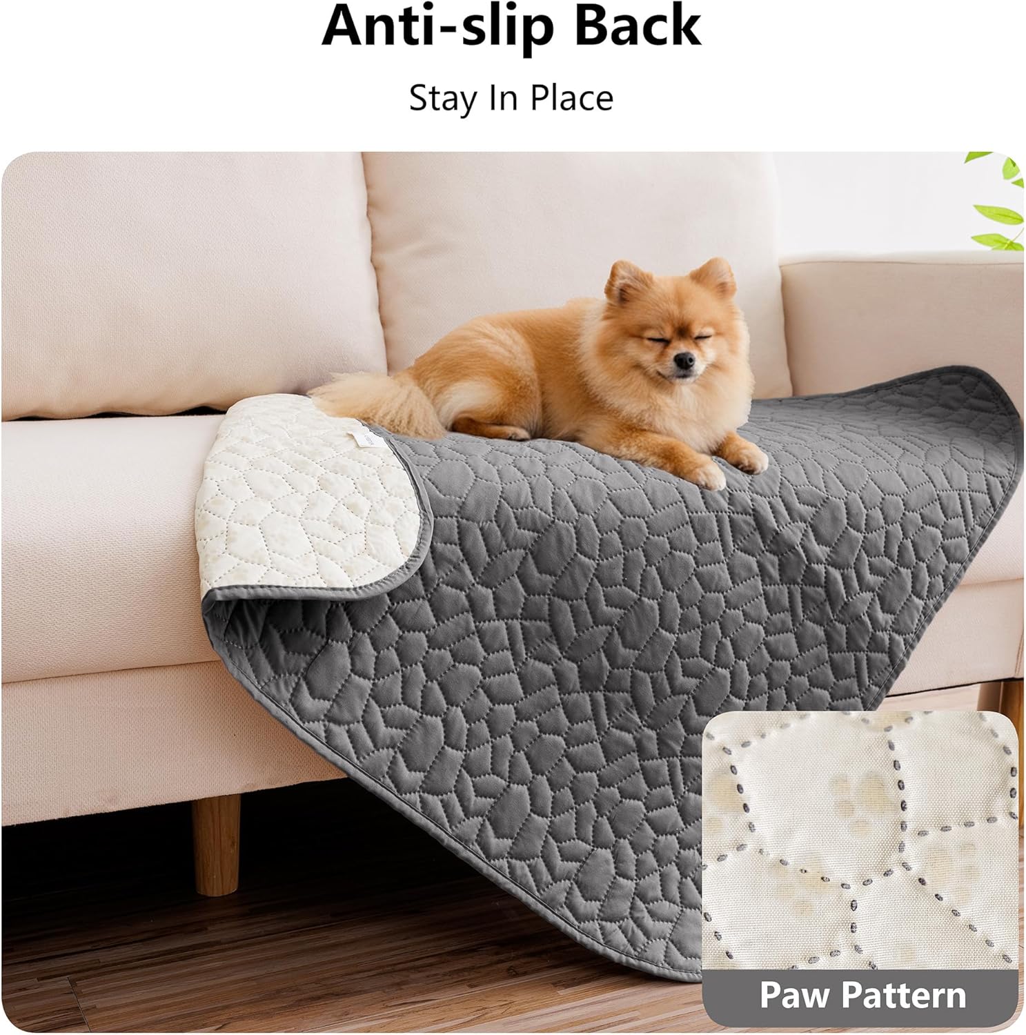 Waterproof Couch Cover for Dogs Washable, Anti-Slip Back Dog Bed Blanket Pet Chair Sofa Furniture Protector(52x82 Inches, Dark Grey) - Image 3