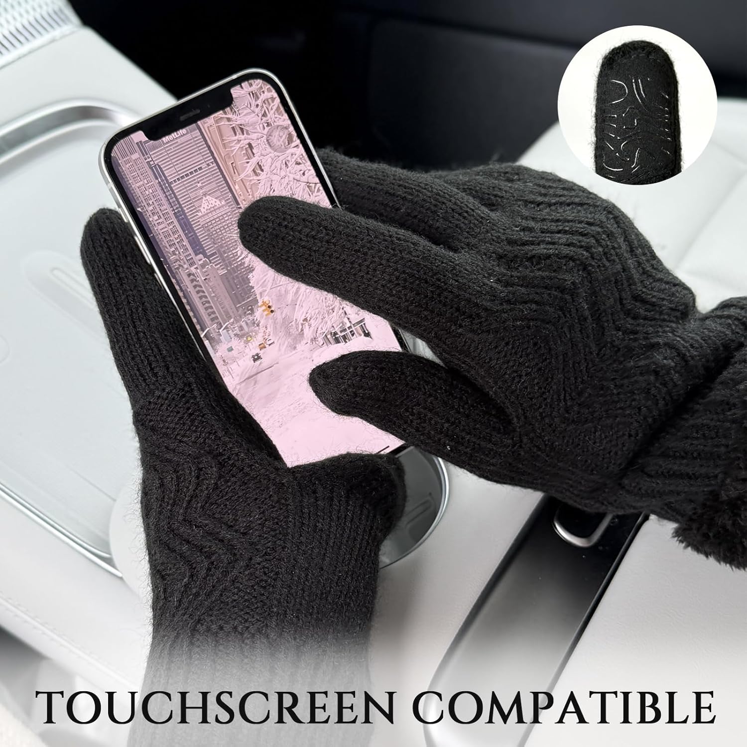 Winter Gloves for Women Touchscreen Gloves Warm Knit Fleece Lined for Cold Weather - Image 3