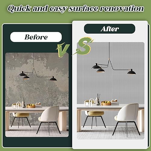 Miniatura 9 de Oxdigi Papel tapiz autoadhesivo con listones de madera, 11.8 x 196 pulgadas (16 pies cuadrados), patrón 3D, PVC autoadhesivo, extraíble, apto para