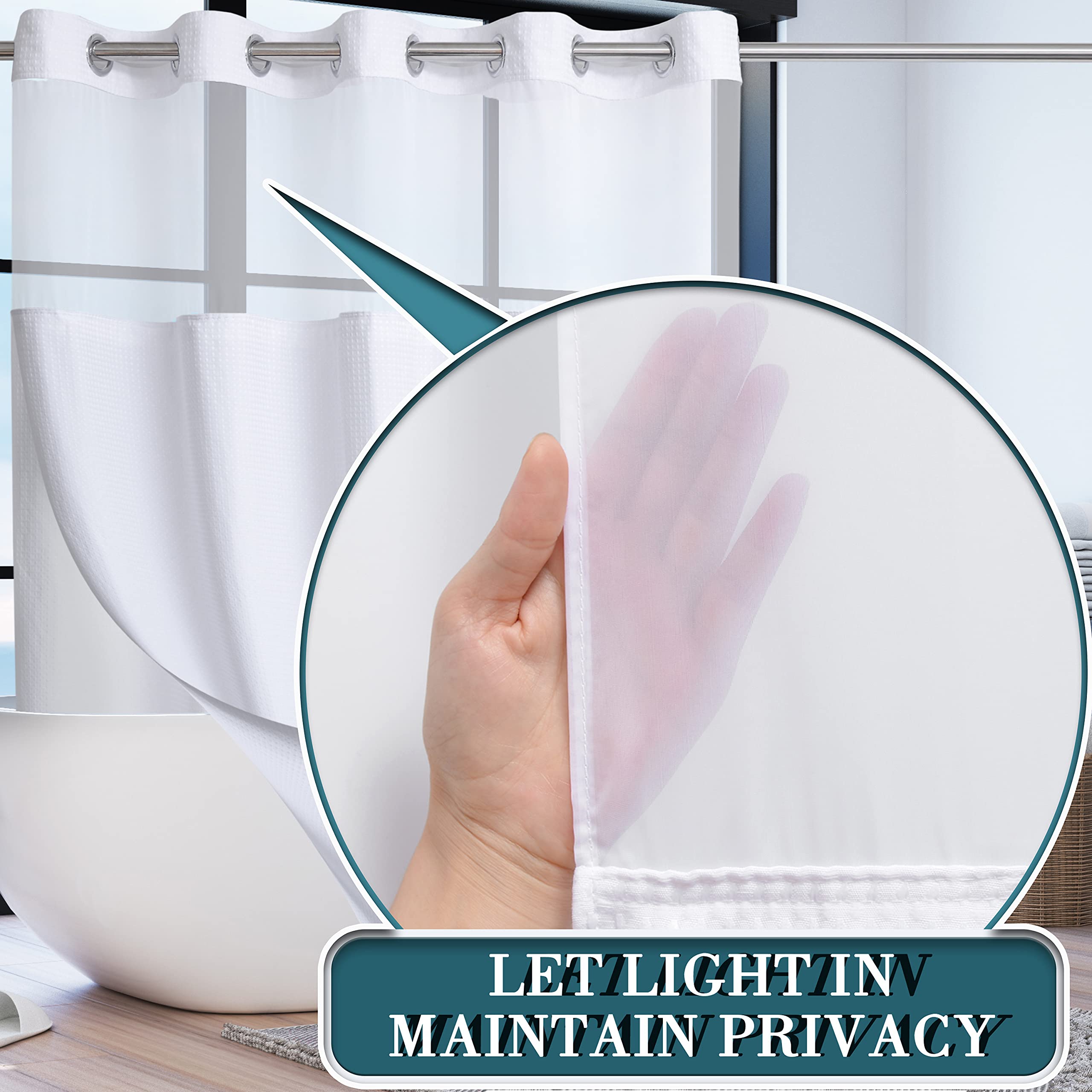 Amazon｜エクストラロング シャワーカーテンセット ホテルグレード