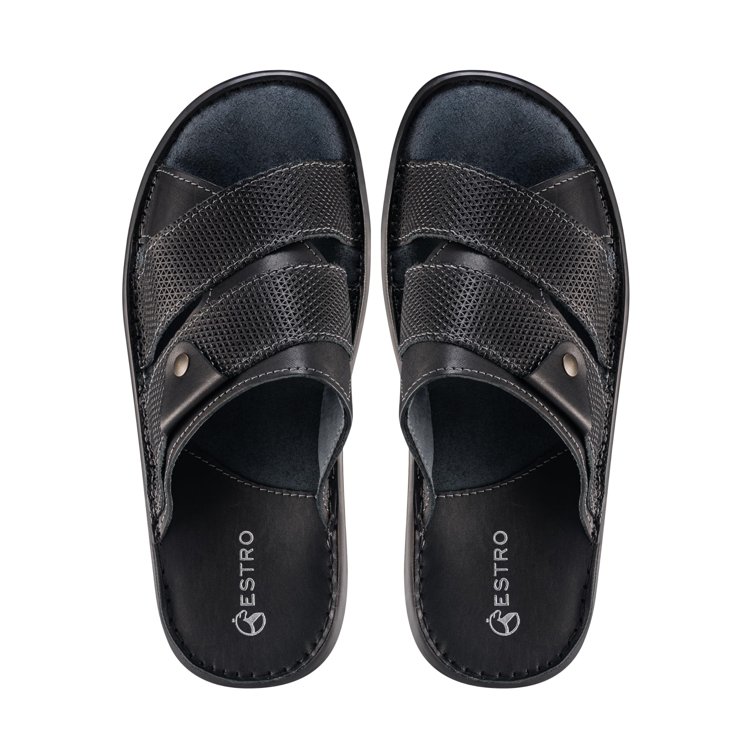 ESTRO Sandales Homme Cuir Été - Mules Homme Cuir Été Sandale Hommes avec Semelle Antidérapante s5