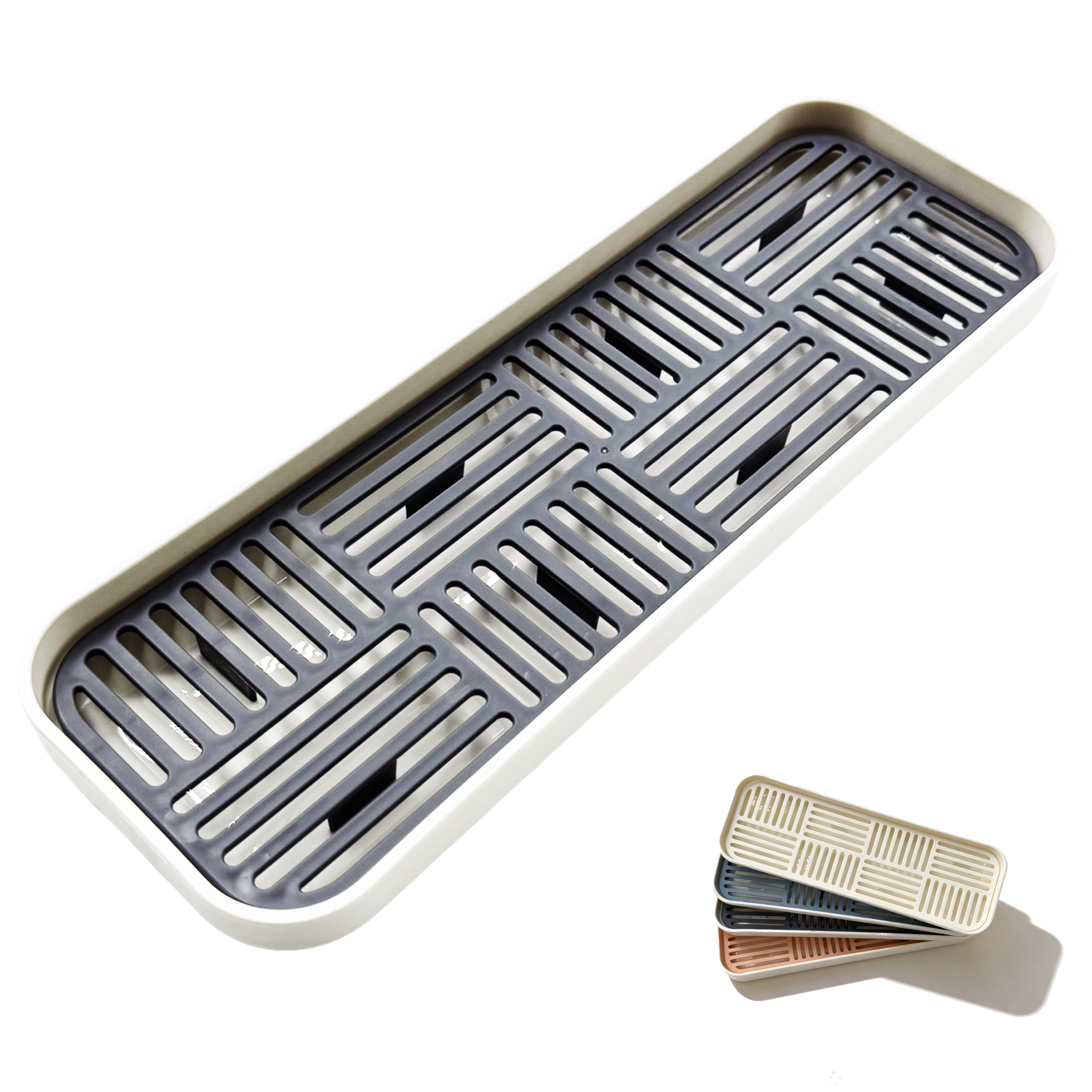 Kitchen Sink Organizer Sink Caddy Plastic Sponge Soap Holder with Double-Layer Drain Rack Countertop Sink Tray for Sponge