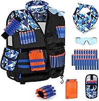 Vista 9 de Lehoo Castle Paquete de 2 chalecos tácticos para niños Nerf Guns N-Strike Elite Series para niños y niñas, con 60 dardos de repuesto, bolsa