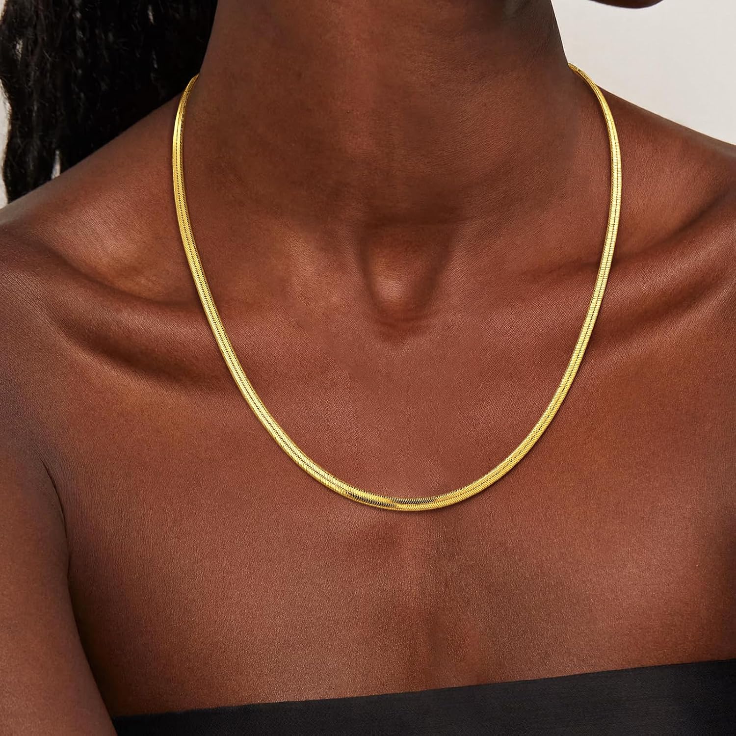 S925 Sterling Silver 3.5mmSnake Trendy Unisex Jewelry 18K Gold Plated Chain Necklace For Women