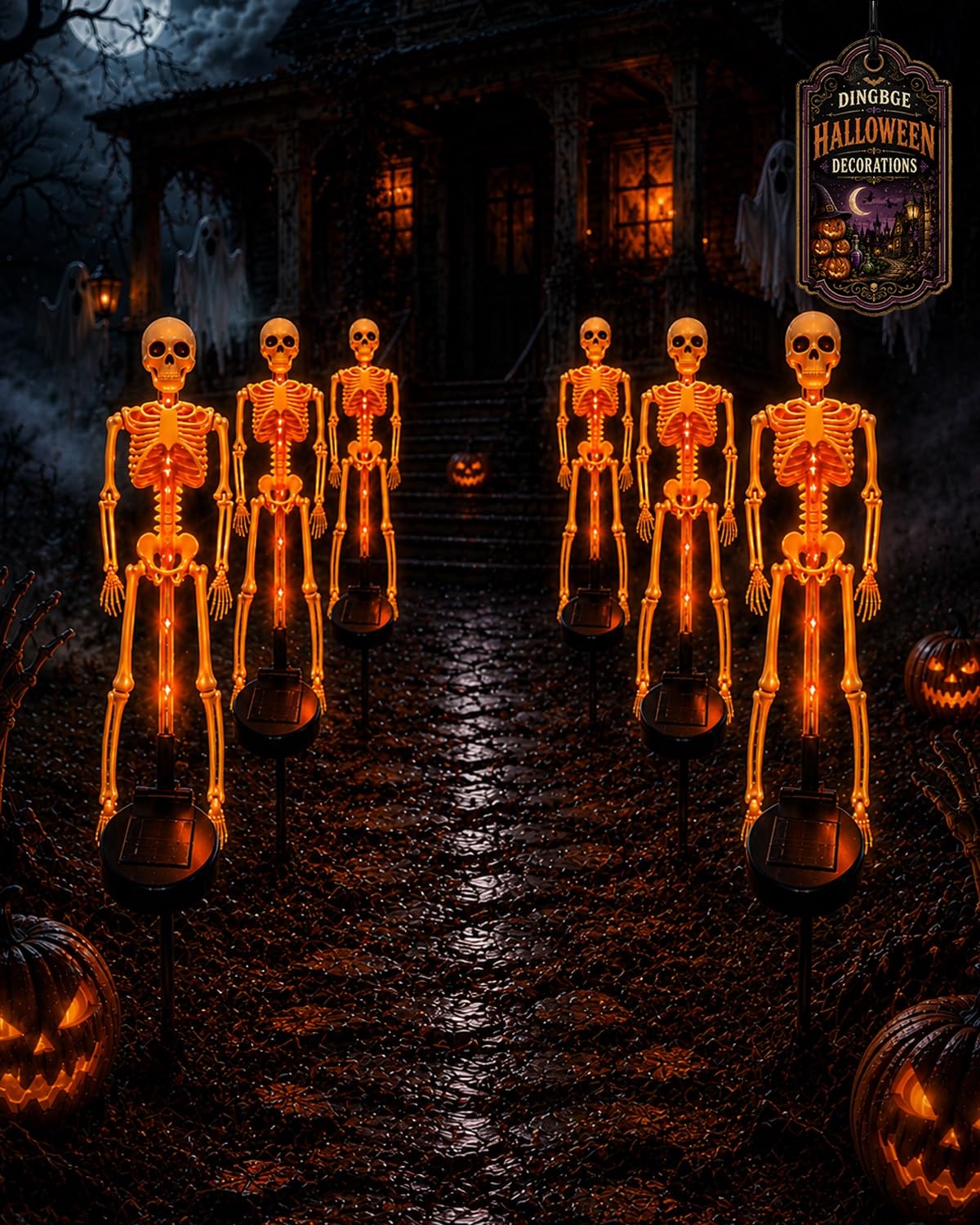 Solar Skeleton Yard Stake Halloween Decorations Waterproof Garden Light