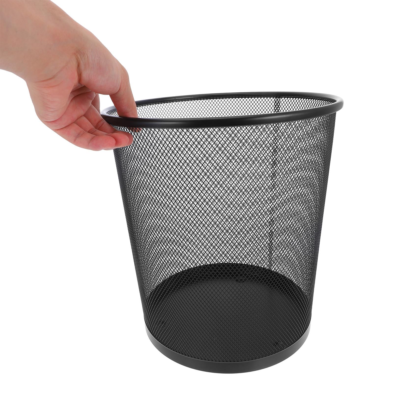 YARNOW Cestino per Rifiuti in Rete di Metallo Nero da 9l, 5 Pezzi, Rotondo, Portatile e Ventilato, per Ufficio, Cucina e Camera da Letto