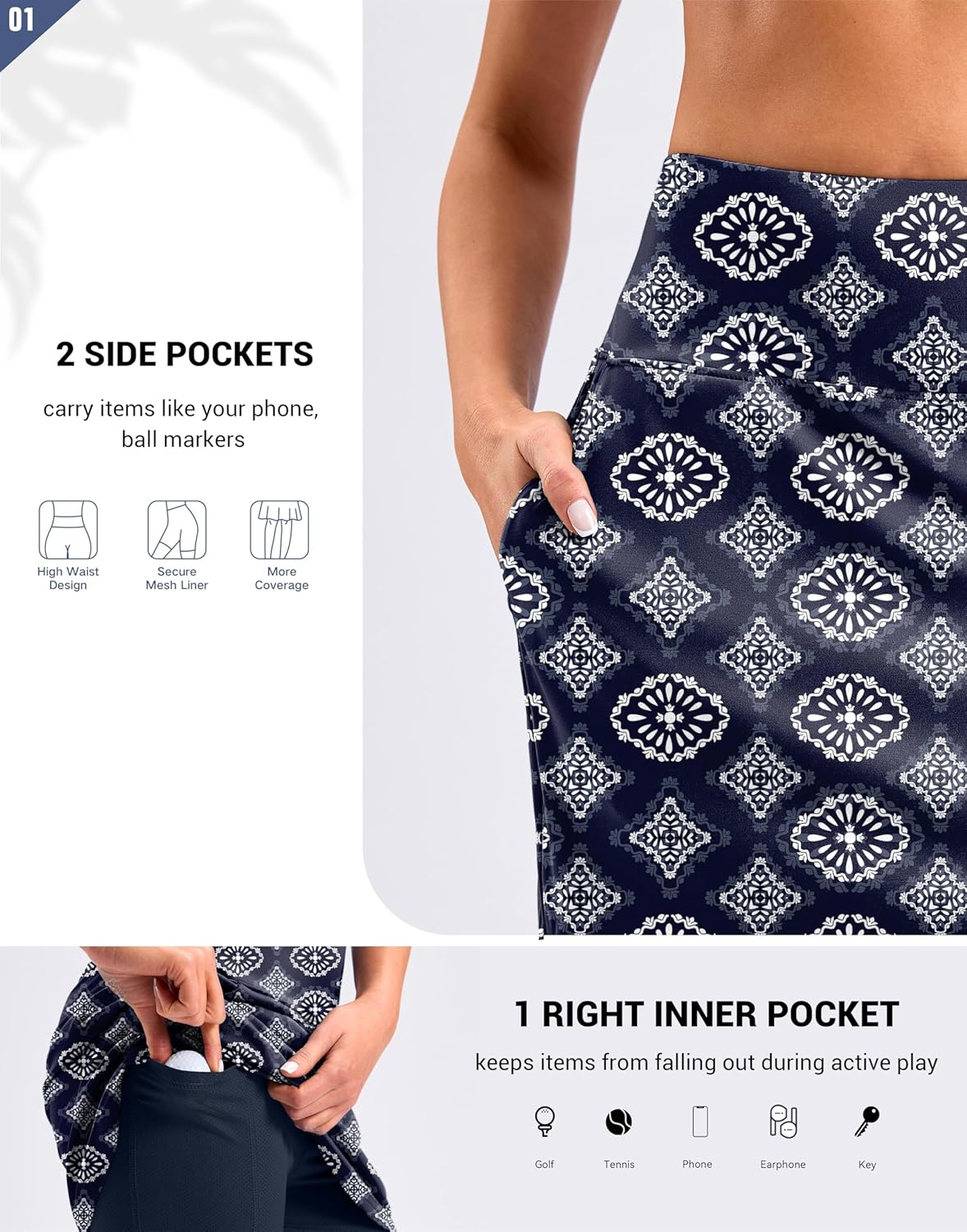 G Gradual 16"/18" Skorts for Woman Golf Skirts 3 Pockets Women High Waisted Athletic Skirt Tennis Pickleball Casual Summer - Image 5