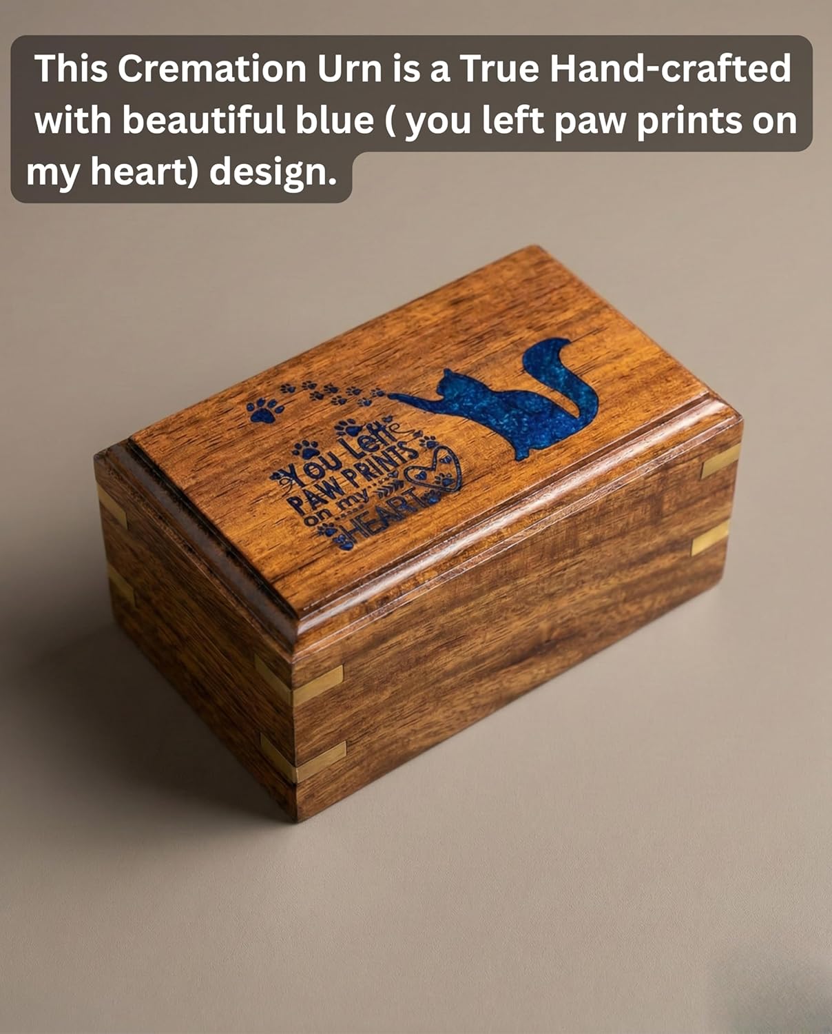 Wooden Urn Your Cat Paw on Your Heart Design Pet Urns for Cat Ashes-Decorative Wooden Pet Urns for Ashes Rosewood Cremation Urns for All Pets Urns for Cats-Wooden Box(Your Cats Paw On Your Heart