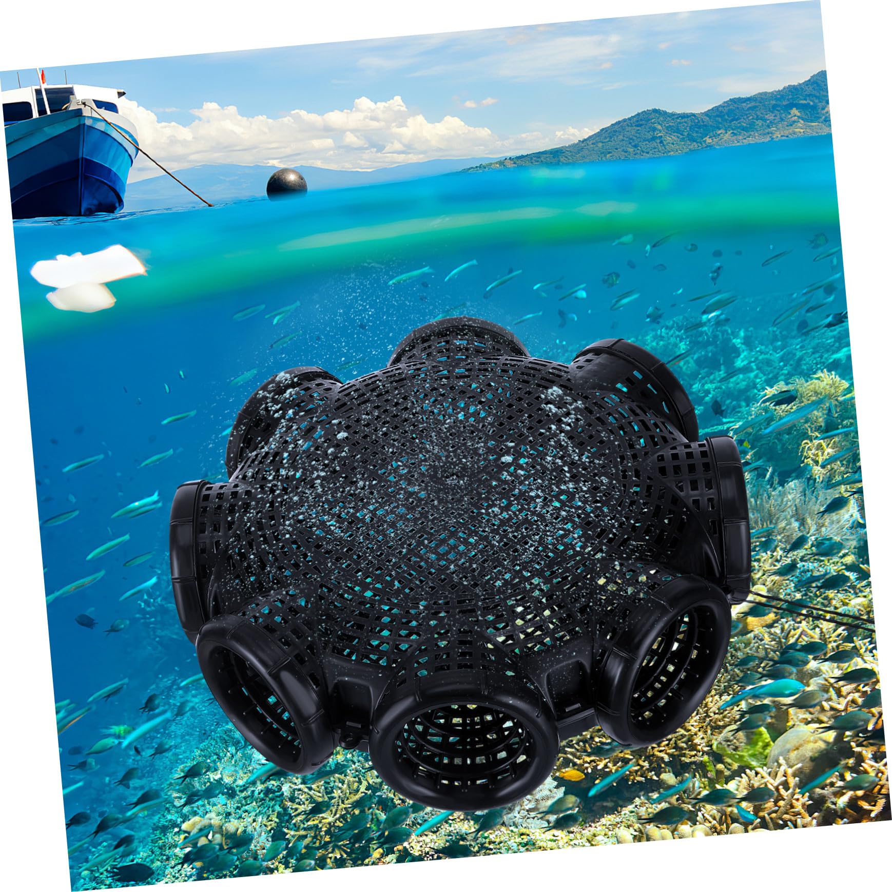 iplusmile Dispositivo Portátil para Captura de Anguilas y Camarones de Plástico Negro, de Gran Capacidad y Elaborado para Pesca al Aire Libre