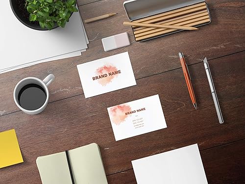 Vista 5 de Tarjetas de visita personalizadas de alta calidad de 3.5 x 2 pulgadas, 100 tarjetas, diseño personalizable con textura tejida y patrón de cheques