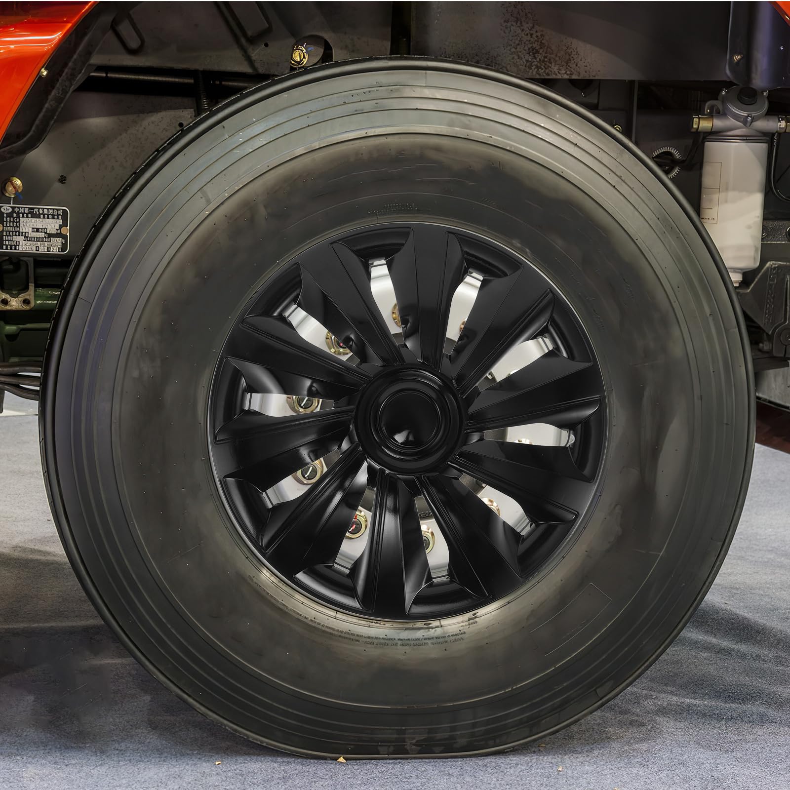 Tapacubos 14 Pulgadas Negros para SUV y Maletero, Cubierta Decorativa de Rueda Versátil de Material PP Que Añade Estilo y Protección