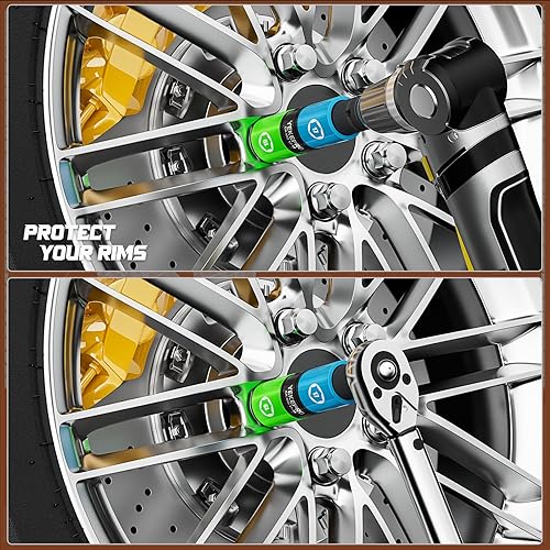 Miniatura 6 de YEKEPRO Juego de llaves de impacto de 12 pulgada, juego de 6 piezas de tuercas abatibles de pared delgada, acero al cromo moly, SAE y tamaños