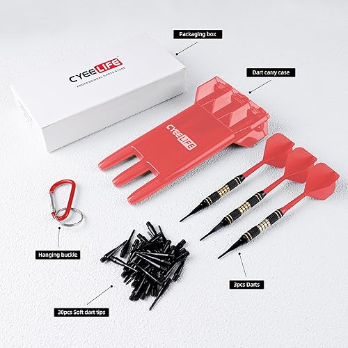 Miniatura 5 de CyeeLife Punta de plástico para dardos  Juego de dardos profesionales de punta suave de 0.71 onzas con estuche de transporte y 30 puntas de dardos