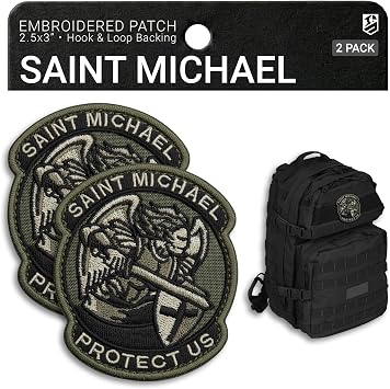 Saint Michael Hook and Loop Tactical Patch 2 Pack 3x2.5 in