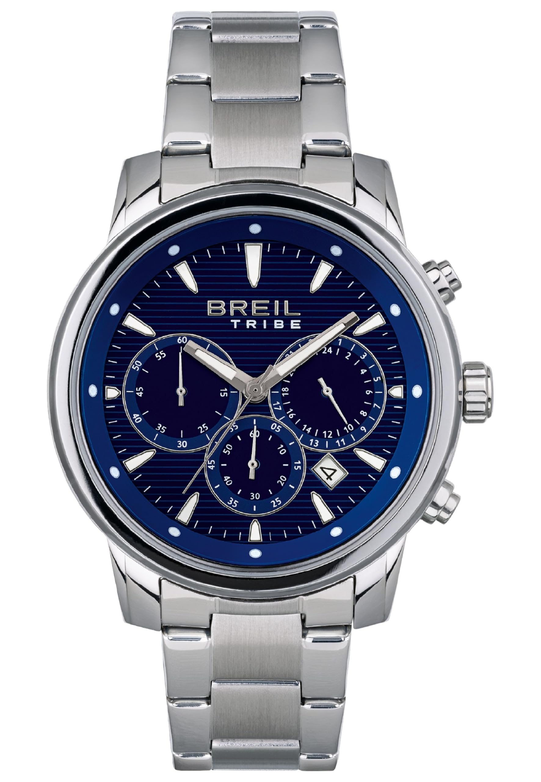 Breil Orologio UOMO CALIBER quadrante MONO-​COLORE BLU movimento CRONOGRAFO QUARZO e BRACCIALE ACCIAIO ARGENTO EW0511