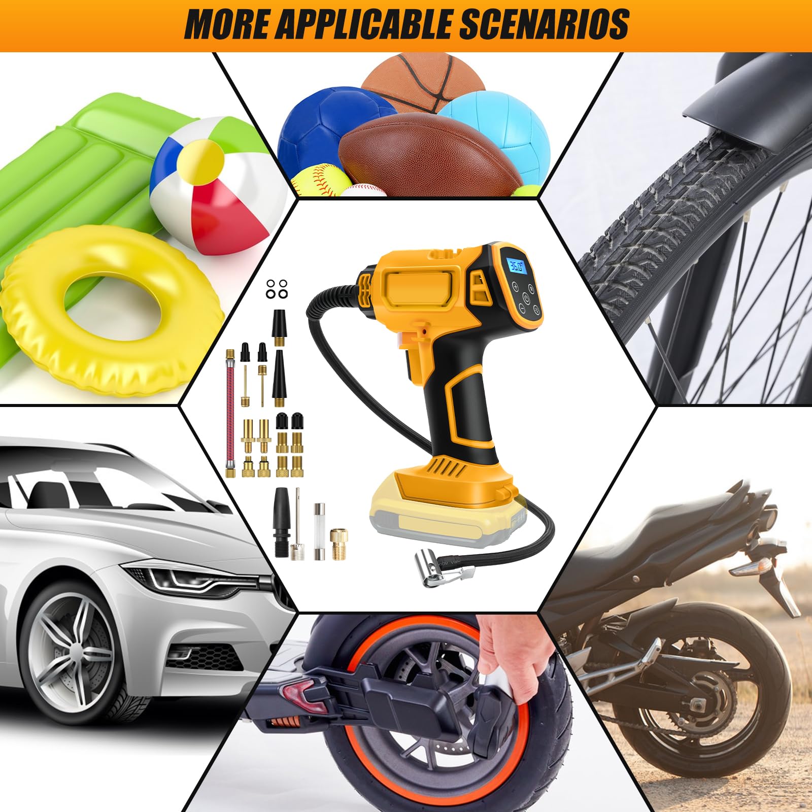 Sprężarka akumulatorowa Dewalt 21 V 160 psi kompresor samochodowy cyfrowy wskaźnik ciśnienia LED