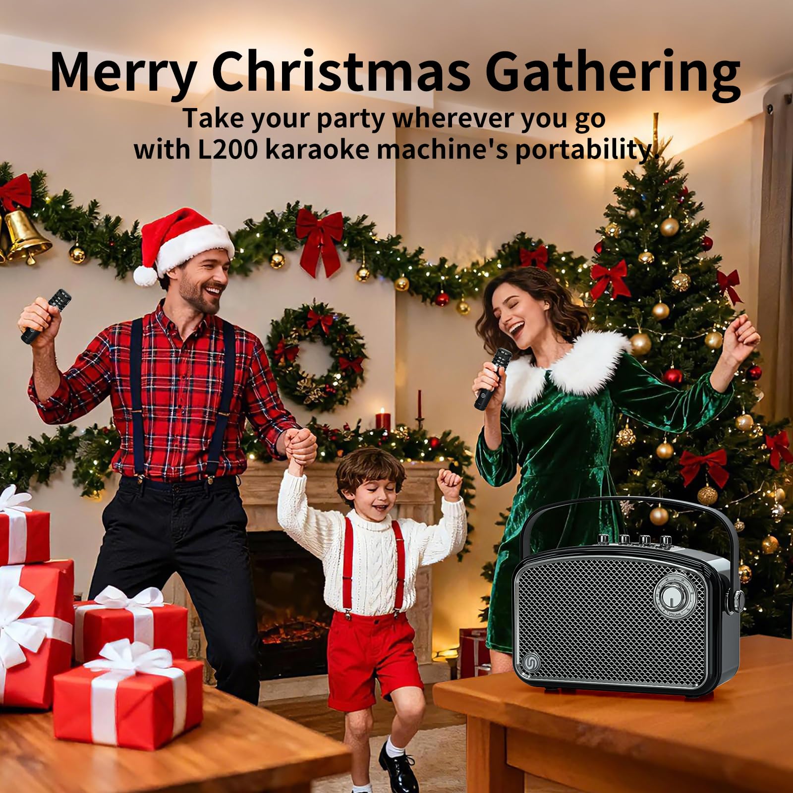 120W Peak Leistungsstarker Sprachverstärker mit 2 UHF-Mikrofonen, Bluetooth-Lautsprecher mit Bass/Trable/Echo-Anpassung, kleines PA-Lautsprechersystem, Karaoke-Maschine für Erwachsene, Lehrer
