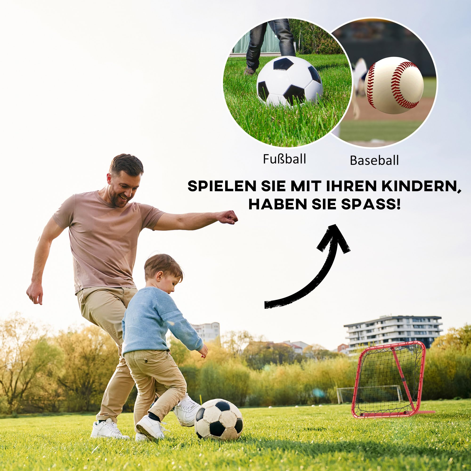 HOMCOM Rebounder de fútbol de 78 x 84 cm con estacas, Ajustable en 5 Niveles, portería de Kickback portátil, portería de fútbol para Adolescentes, Accesorios de Entrenamiento de fútbol para