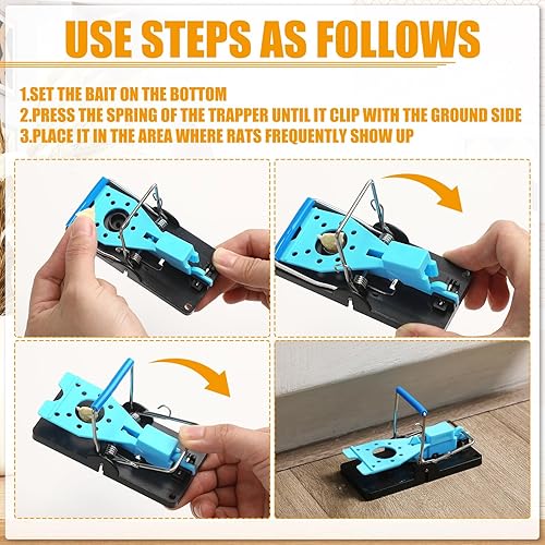 Miniatura 5 de Trampas de plástico para ratones, 6 unidades, con color azul, desmontable, sensible y eficaz, trampas sanitarias para ratones, seguras,