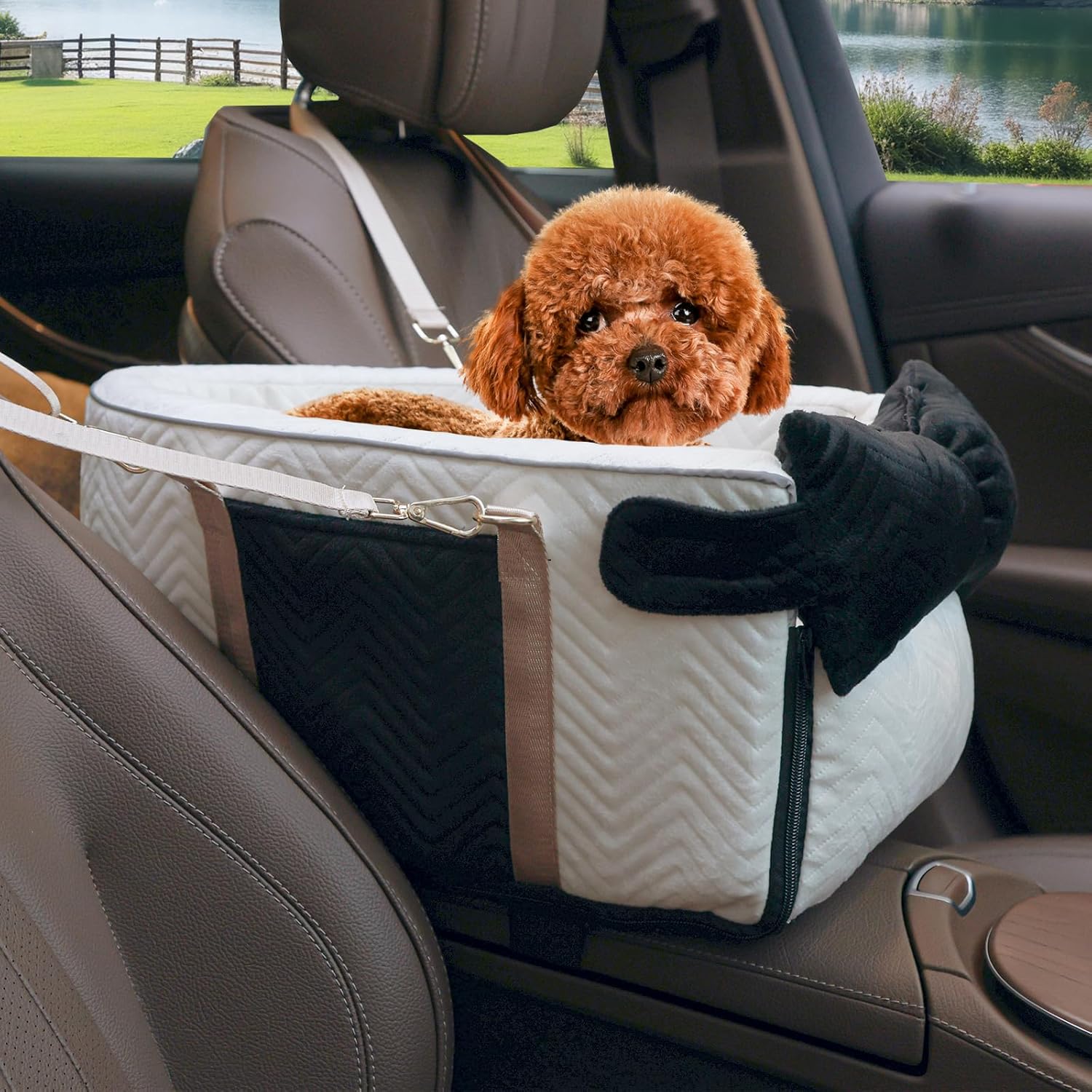 Portable Dog Car Seat with Safety Belt for Small Pets Under 15 lbs Portable Dog Car Seat with Safety Belt for Small Pets Under 15 lbs