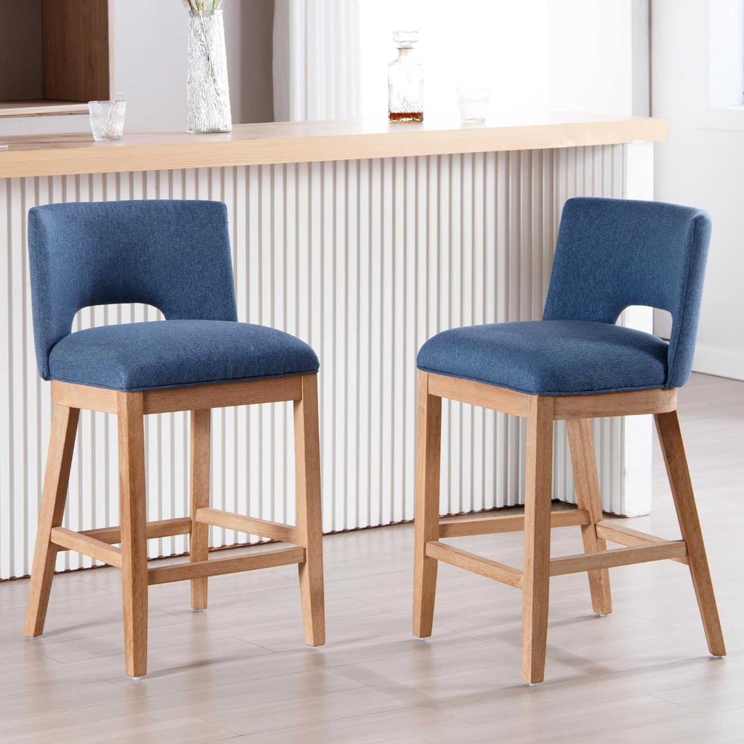 DM Furniture Farmhouse Bar Stools Set of 2, 26" Counter