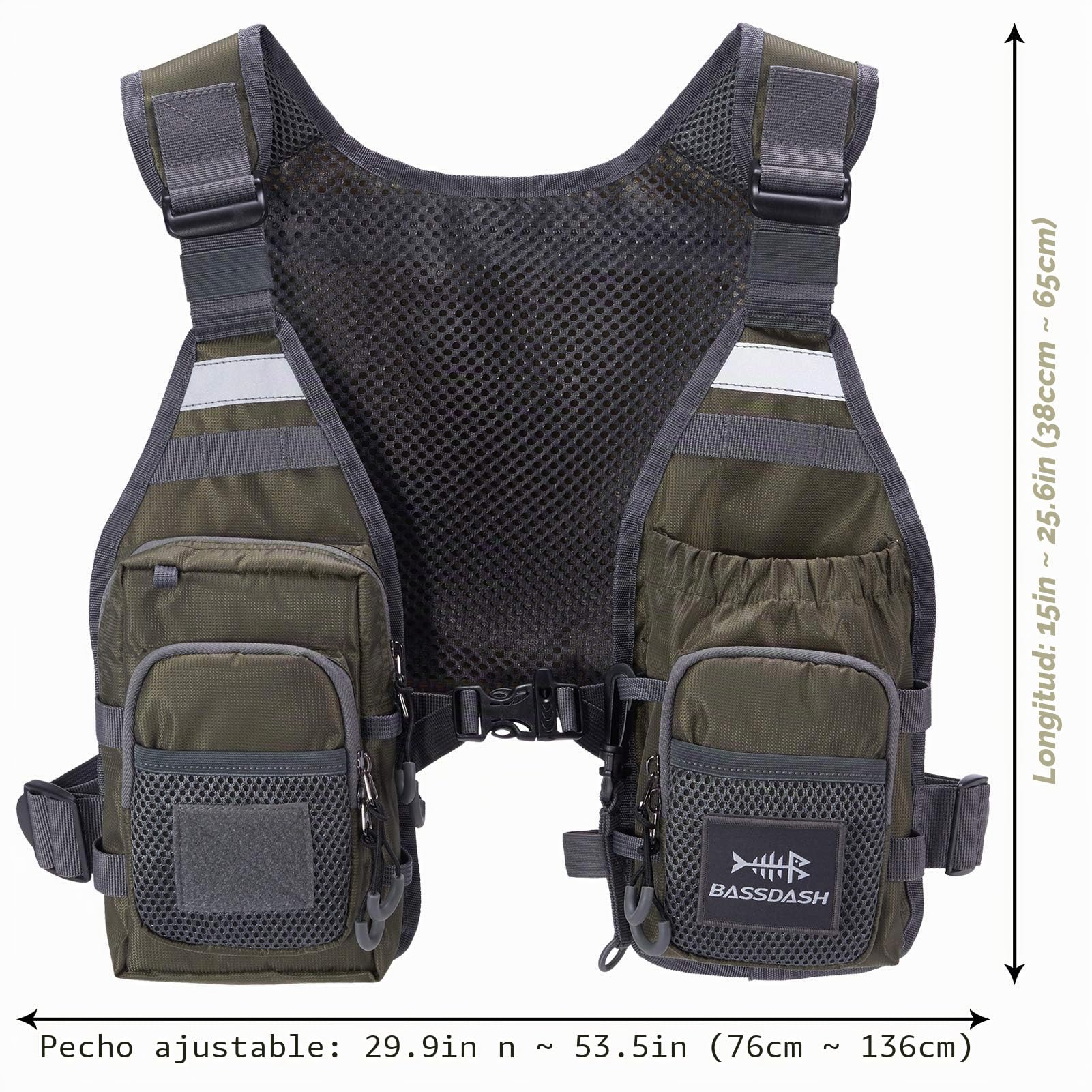 Bassdash FV08 Chaleco de Pesca con Mosca Ultraligero Unisex Portátil