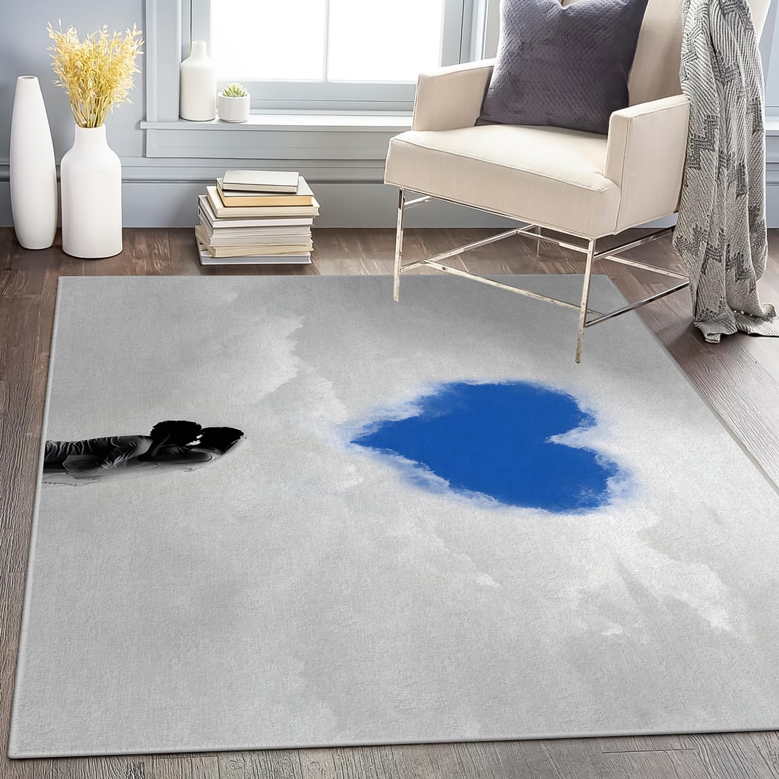 Tappeto Camera da Letto Nuvole Bianche Forma Di Cuore 120x170 Pelo Corto Morbidi, Tappeti Salotto San Valentino Lavabile Lavatrice, Tappeto Scendiletto per Cameretta Ragazza Stanza