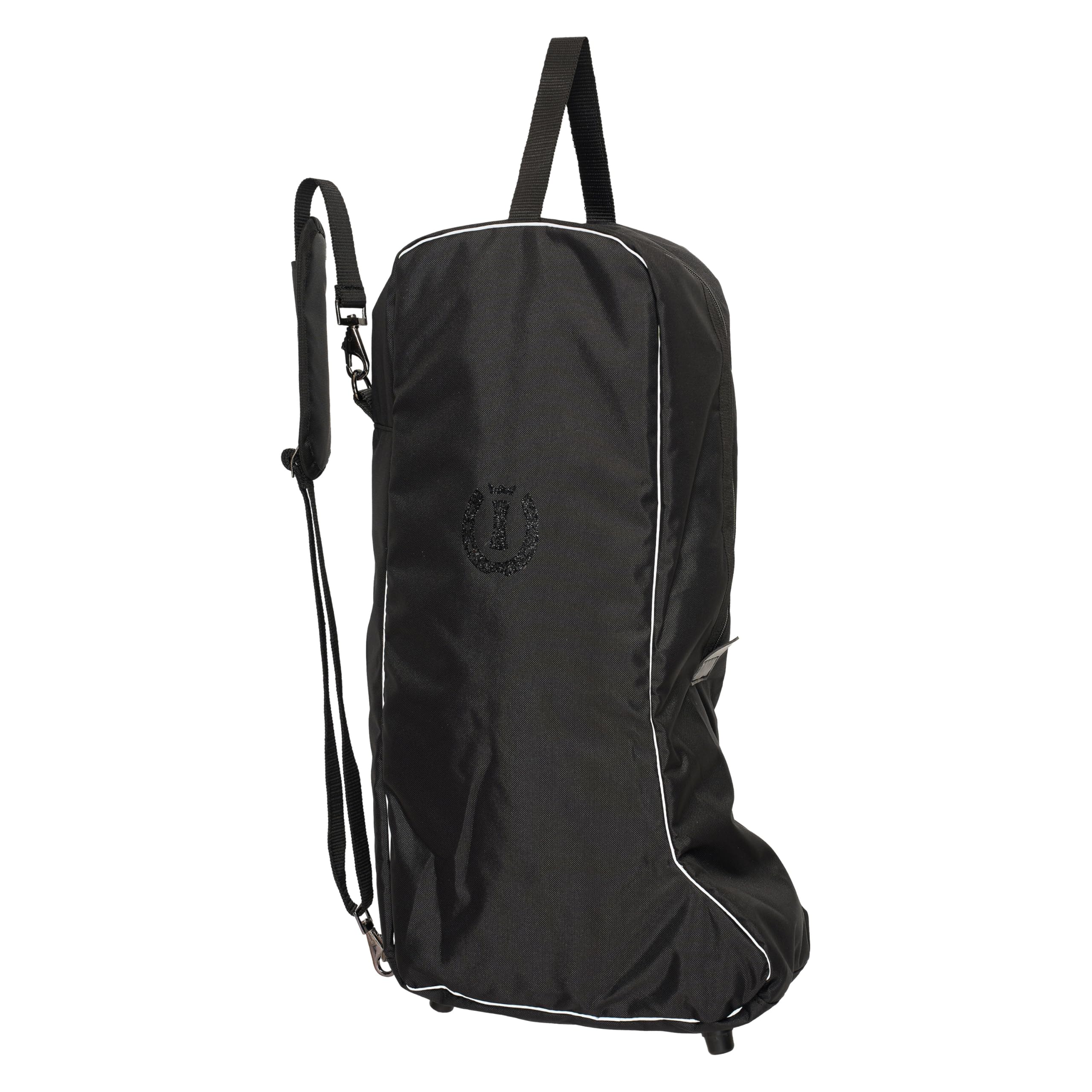 Imperial Riding IRH Boot Bag for Riding Boots, Padded Boat Bag with Front Compartment, Heavy Duty Polyester Storage for Stable Tournament Transport, Equestrian Accessories, Black