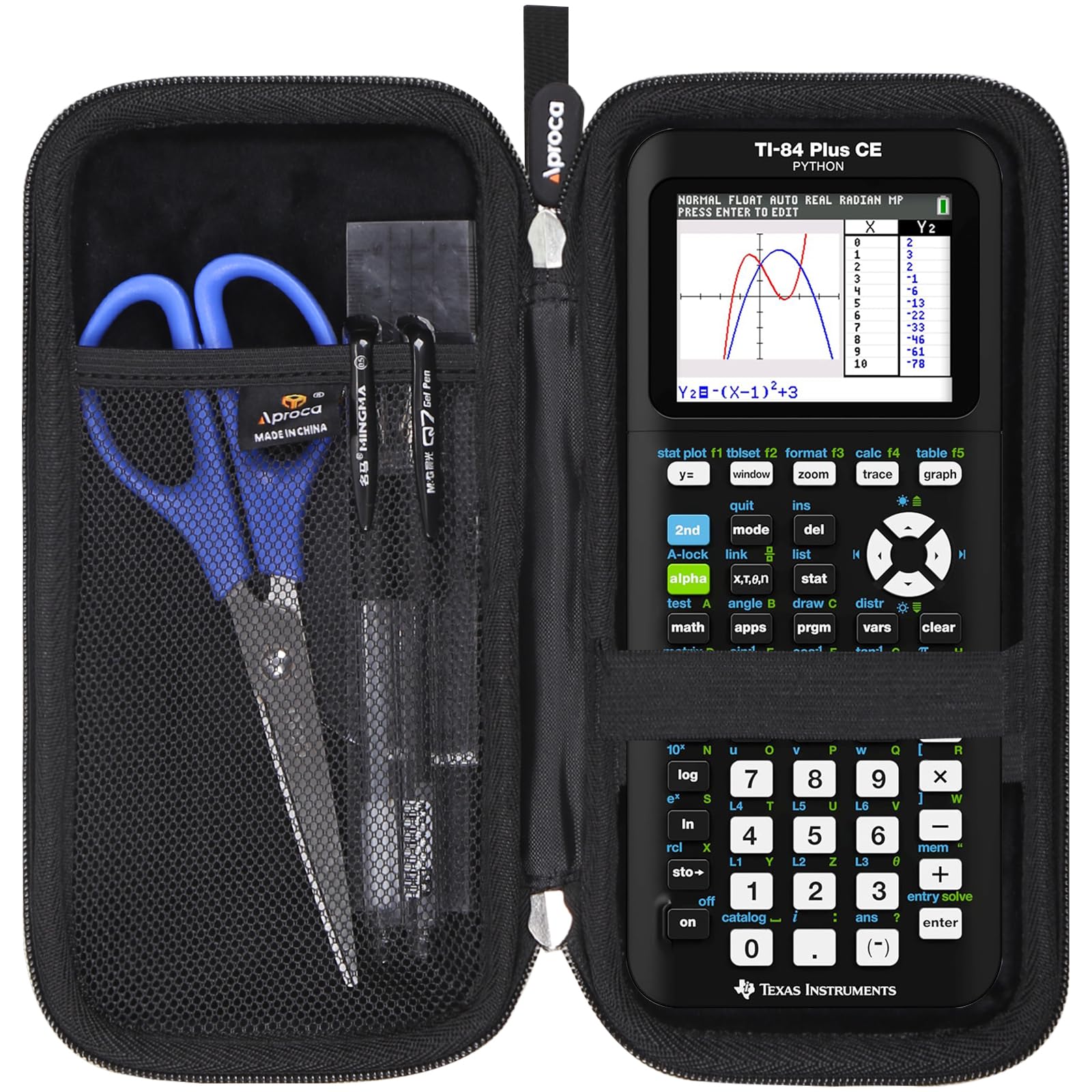 Aproca Calculator Case Compatible with Texas Instruments TI-84 Plus CE / TI-84 Plus / TI-83 Plus / TI-89 Titanium / TI-85 / TI-86 Color Graphing Calculator -Black (Case Only)