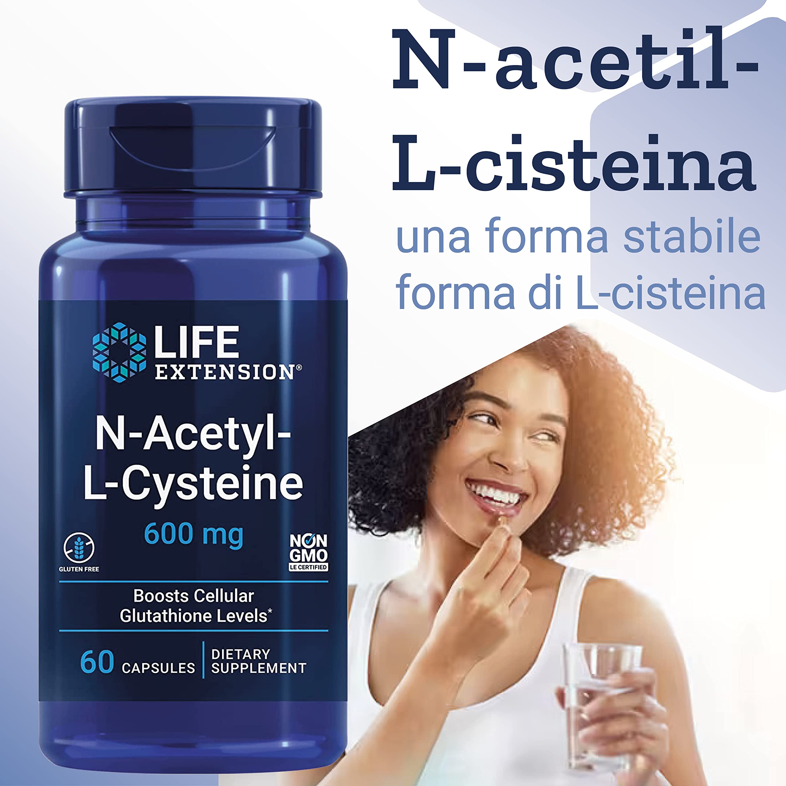 Life Extension, N-Acetyl-Cysteine (NAC), 600mg Depot, 1 Capsula ogni 3 Giorni, 60 Capsule vegane, Testato in Laboratorio, Vegetariano, Senza Glutine, Senza Soia, Non OGM
