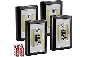 4-Pack LED Night Light Switch: Illuminate Your Spaces with 200 Lumen Brightness and Battery Convenience