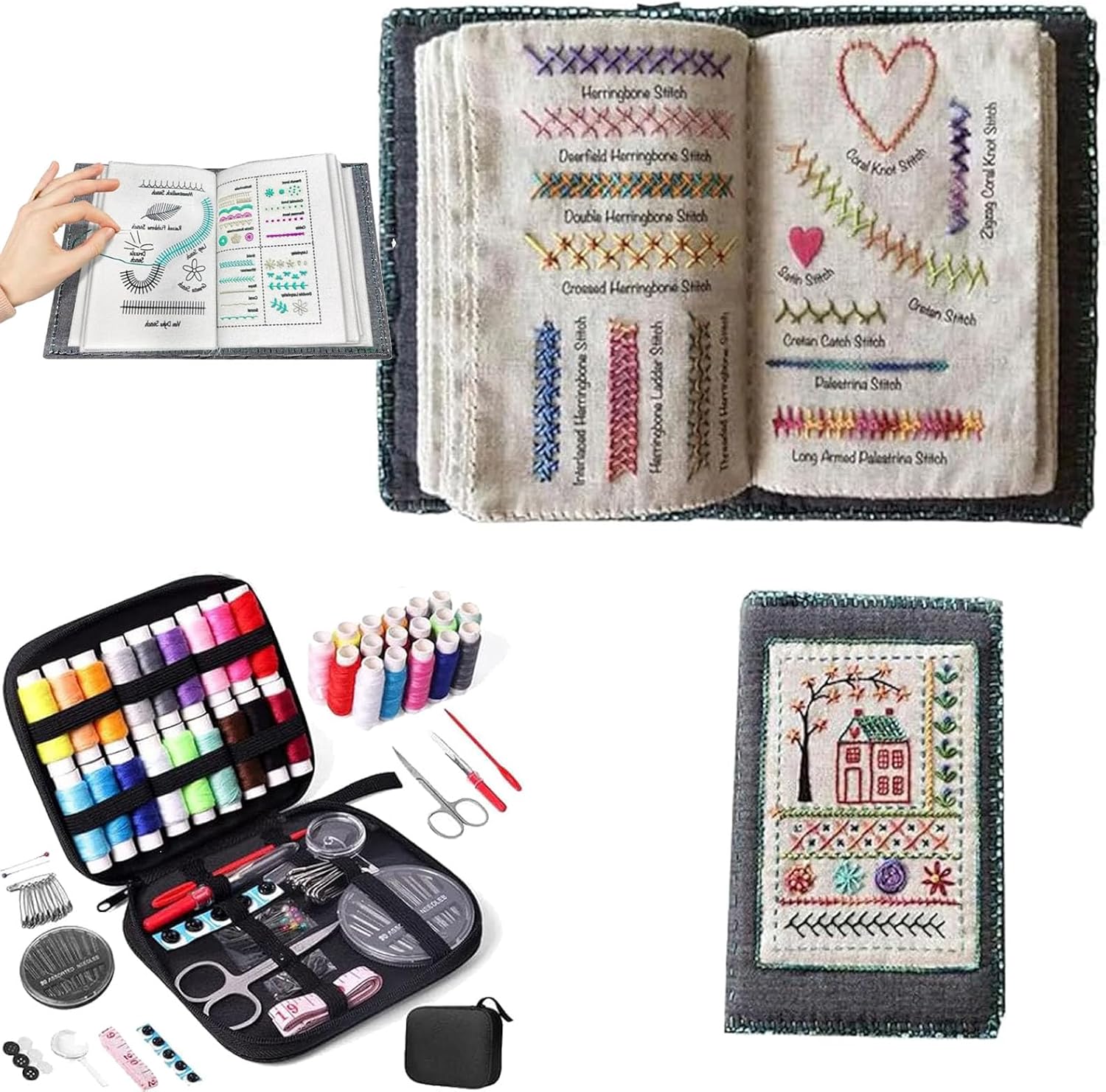 2026 New Embroidery Stitch Book Kit, Stitch Book Embroidery, All-in-One Embroidey StitchBook & Sewing Kit, Comes with a Complete Toolkit and Instructional Tutorial (1set)