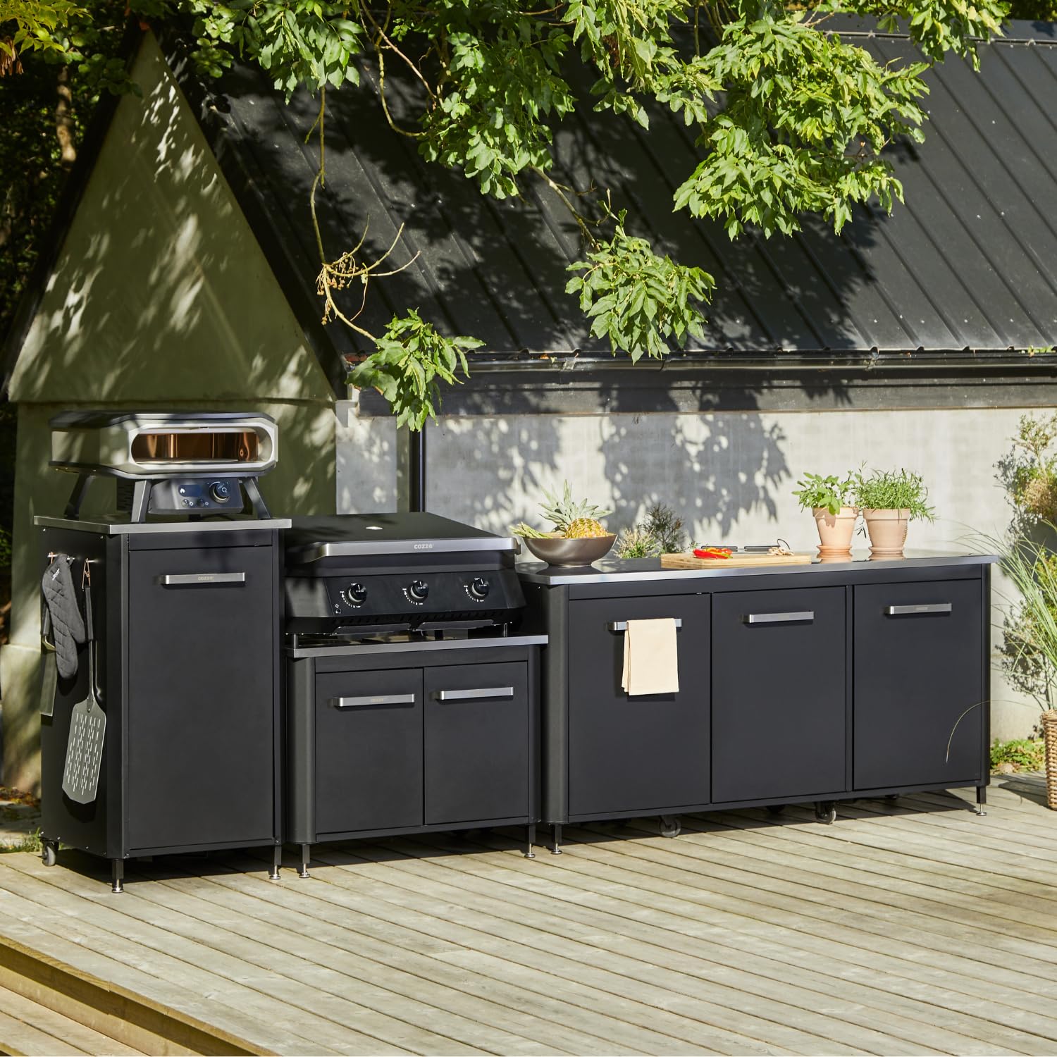 cozze® 17" PREMIUM ROTATE Pizzaofen Elektrisch mit Drehstein inkl. Regler und 2 m. Stecker, 230V – Perfekt für knusprige Pizzas