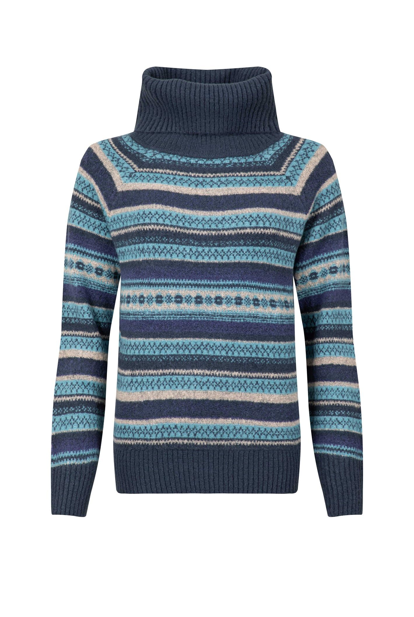 Weird Fish Women's Navy Annecy Fair Isle Roll Neck Jumper In | Size: 20