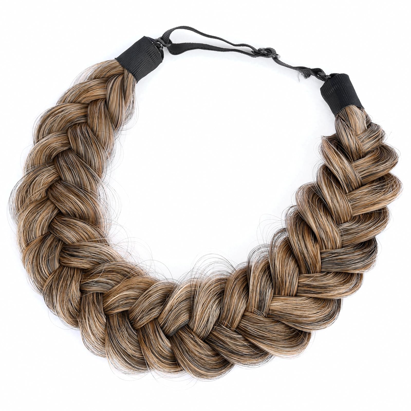 BOBIYA Messy Wide 2 Strand Synthetic Hair Braided Headband Classic Chunky Plaited Hair Headband (Dark Golden Blonde) - Image 3