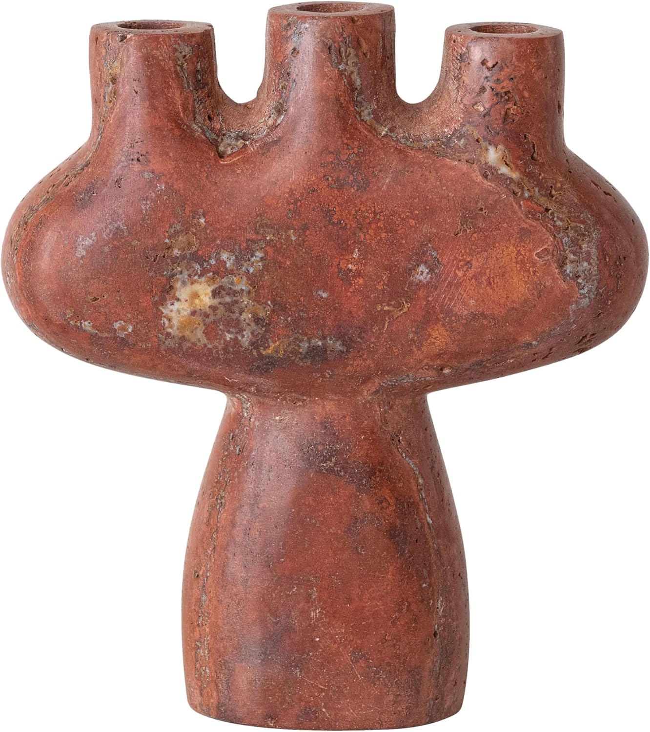Bloomingville Travertine Taper Candle Holder, Red