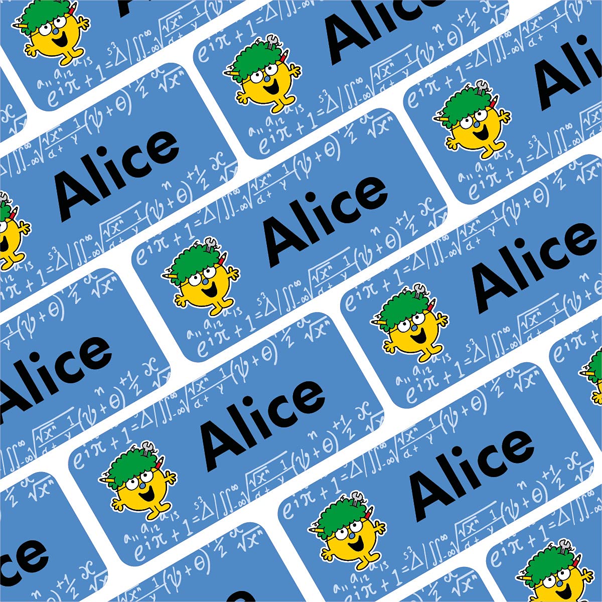 My Nametags® 56 Mr Men & Little Miss Name Stickers | Washable Name Tags for School, Kindergarten, Nursery | Mr. Men Stickers for Clothes, Shoes, Stationery & Kid's Items | Little Miss Inventor Labels — image 1