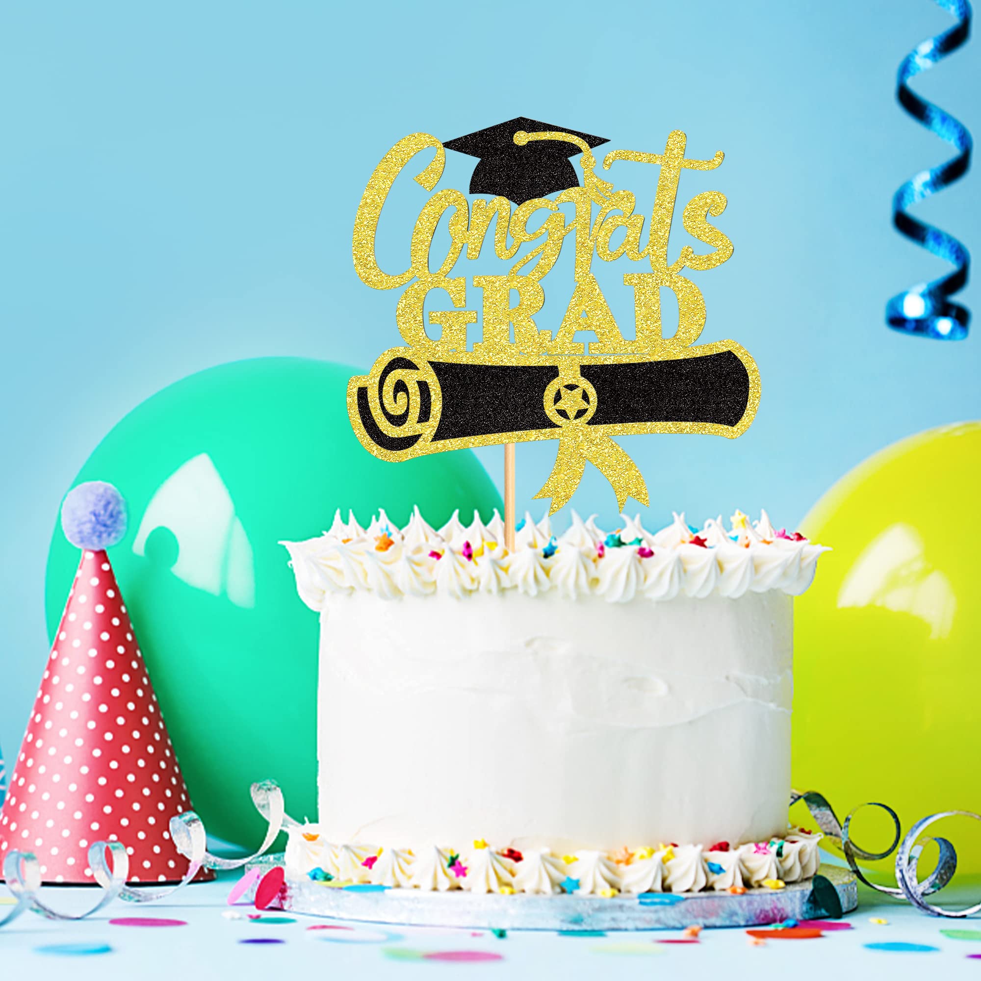 Glitzer „Class Of 2024“ Kuchen-Topper – Abschluss-Deko Für Cupcakes & Torten | 15,4x21 Cm, Aus Karton