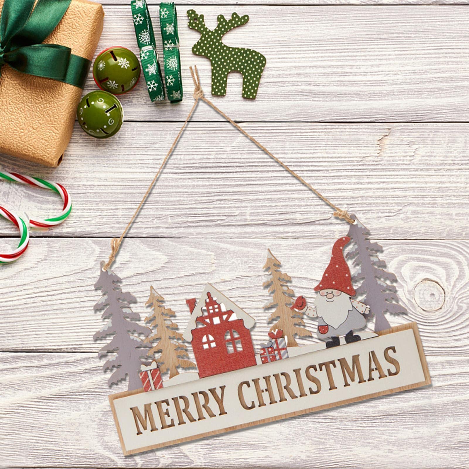 Decorazione Natalizia Da Parete Con Luci E Frase Merry Chrismas In Metallo 95x69x012 Cm In Oro Xmasgold Forme
