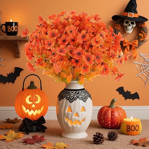 Miniatura 10 de AmyHomie 20 paquetes de flores artificiales de otoño para exteriores, resistentes a los rayos UV, flores de plástico falsas, flores silvestres,