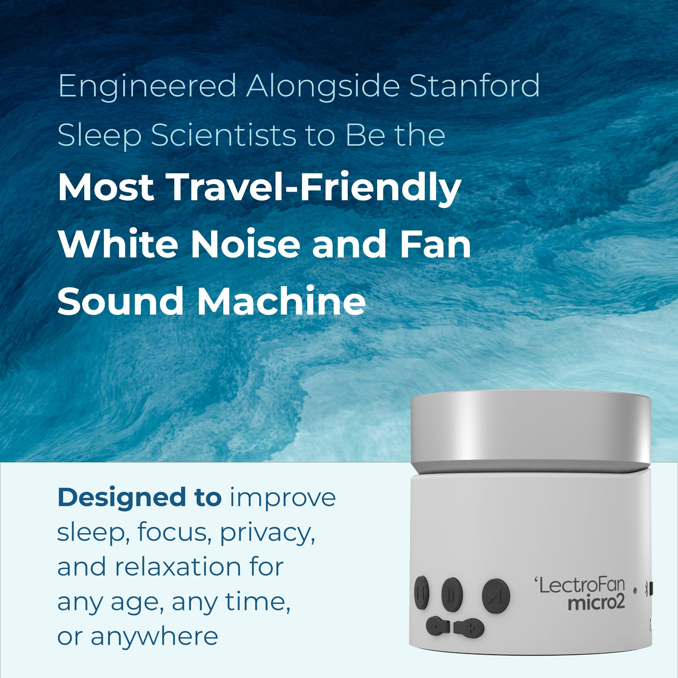 Lectrofan Micro2 Weißes Rauschgerät White Noise Sound Machine Bluetooth-Lautsprecher Weiß