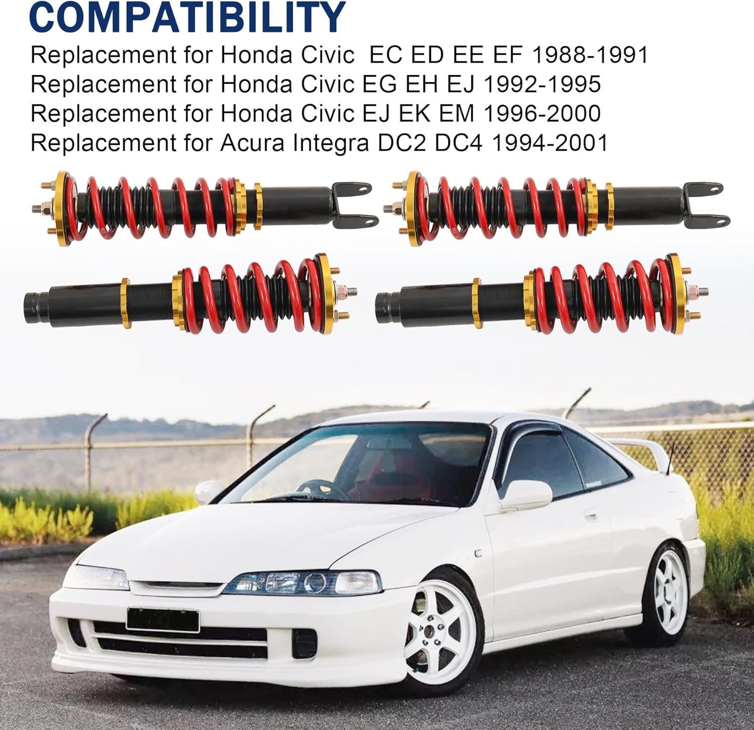 Coilover Suspension Spring Struts Replacement For Honda Civic 1988-2000 Replacement For Acura Integra 1994-2001 Height Adjustable Shock