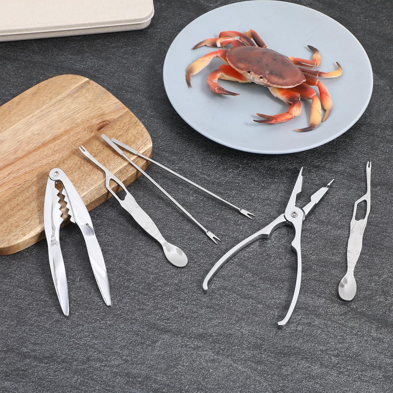 Werkzeugset für Meeresfrüchte, Cracker, Krabbenschäler, Gabeln, Krabbenpfoten, Spikes und Meeresfrüchte-Schere, mit Aufbewahrungstasche