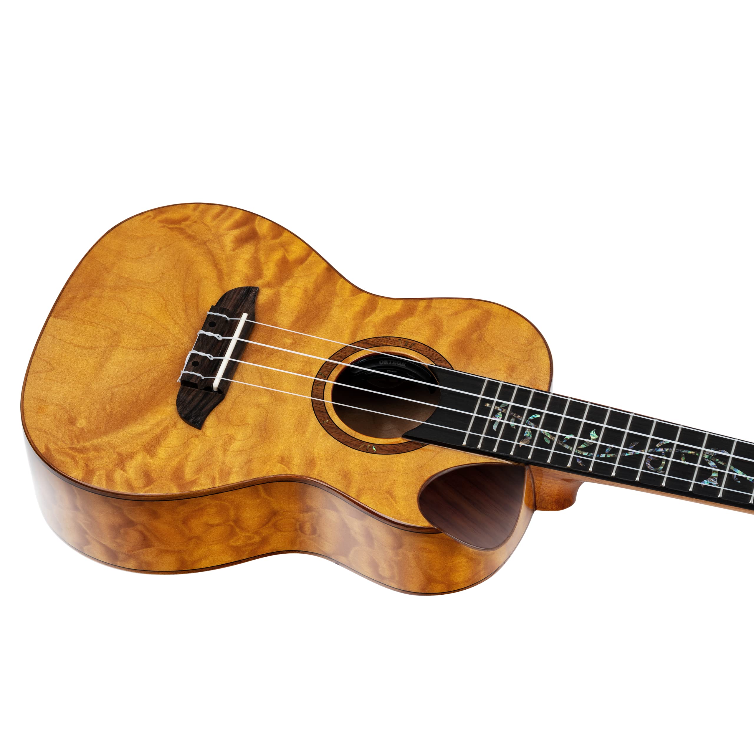 Ortega Guitars Ukeleles de Concierto electroacústicas - Serie Elite - incluye Gig Bag - Arce acolchado macizo (RUET-QMA)