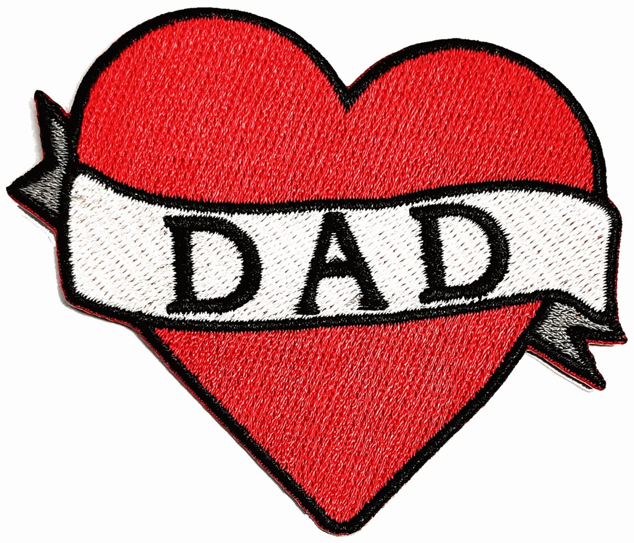 Heart Love Dad Patches Embroidered Appliques Symbol Badge Clothes Jeans T-Shirt Hat Backpacks for Men Women Boys Girls (2 PCS)