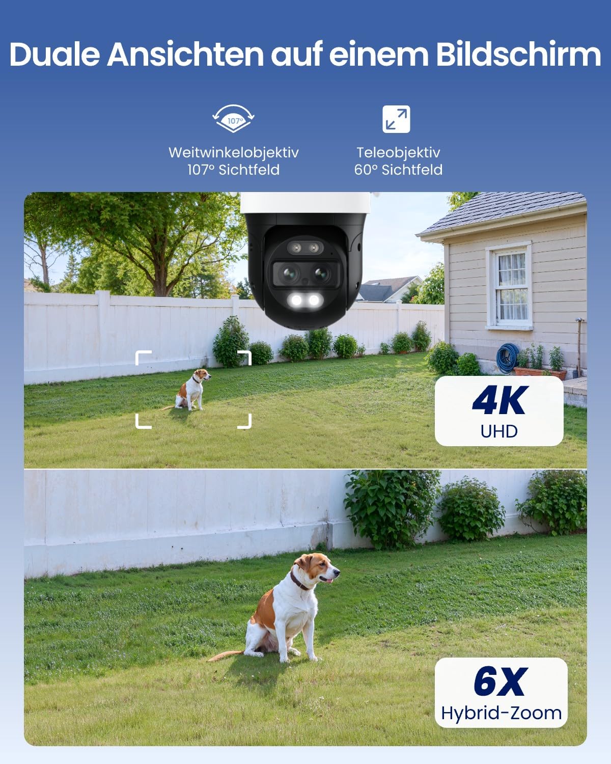 Reolink 4K 8MP Wi-Fi 6 PTZ Überwachungskamera Aussen mit Dual-Objektiv, Auto-Tracking-Zoom, WLAN Kamera Outdoor mit 3 Smart-Erkennungsmodi, 30m Farbnachtsicht, Außenkamera, Dual-Ansicht, TrackMix WiFi