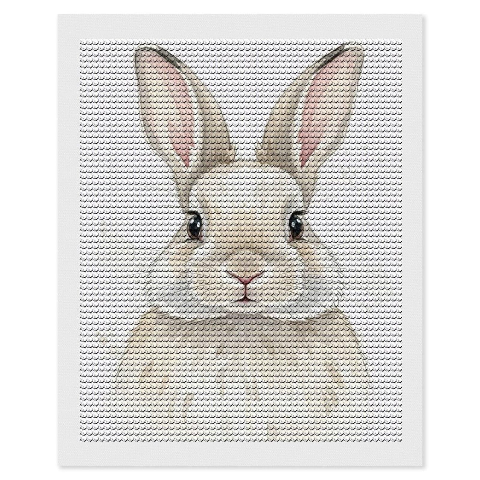 Junmoney Watercolor Bunny Portrait Diamond Art Canvas 16"x20", Decorate Your Room, Mindful Craft Activity, Cosy Home Accent, Thoughtful Handmade Gift