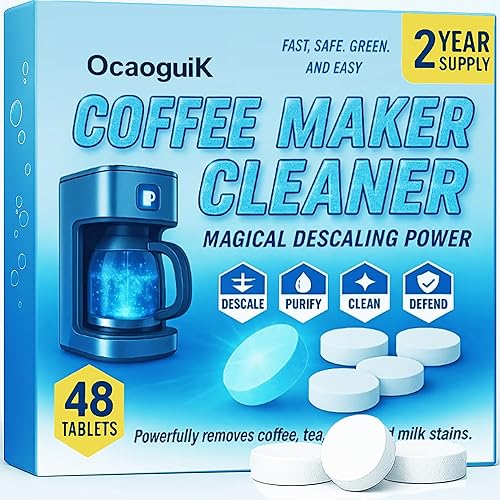 Limpiador y descalcificador de cafetera de 48 pestañas. Potente solución de descalcificación Keurig. Tabletas descalcificadoras compatibles con