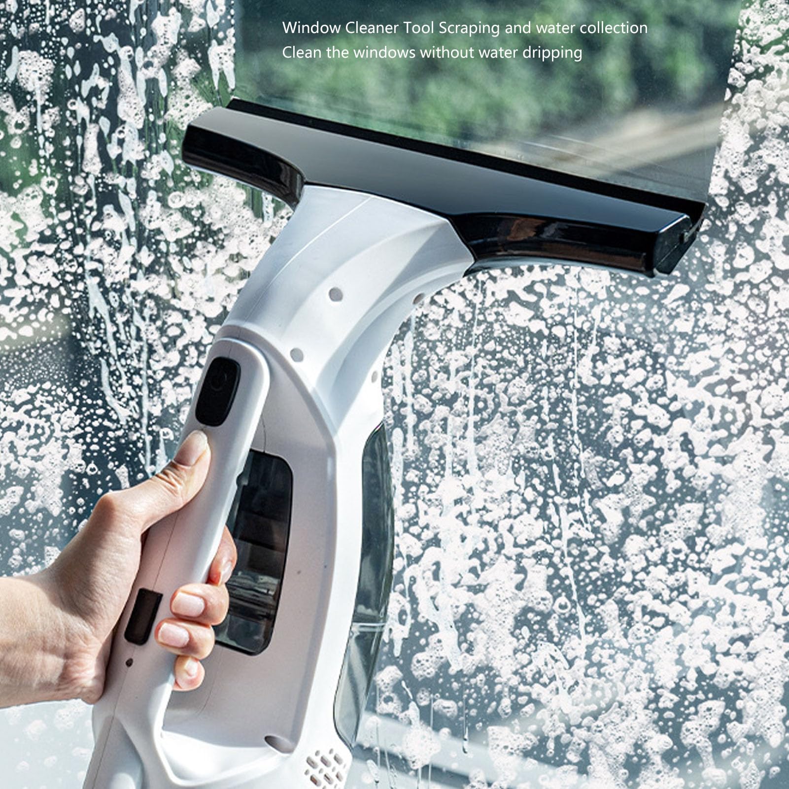Vikye Fenstersauger, Handgehaltener Elektrischer Glasreiniger mit Teleskopstange und Sprühflasche, für Fensterspiegel