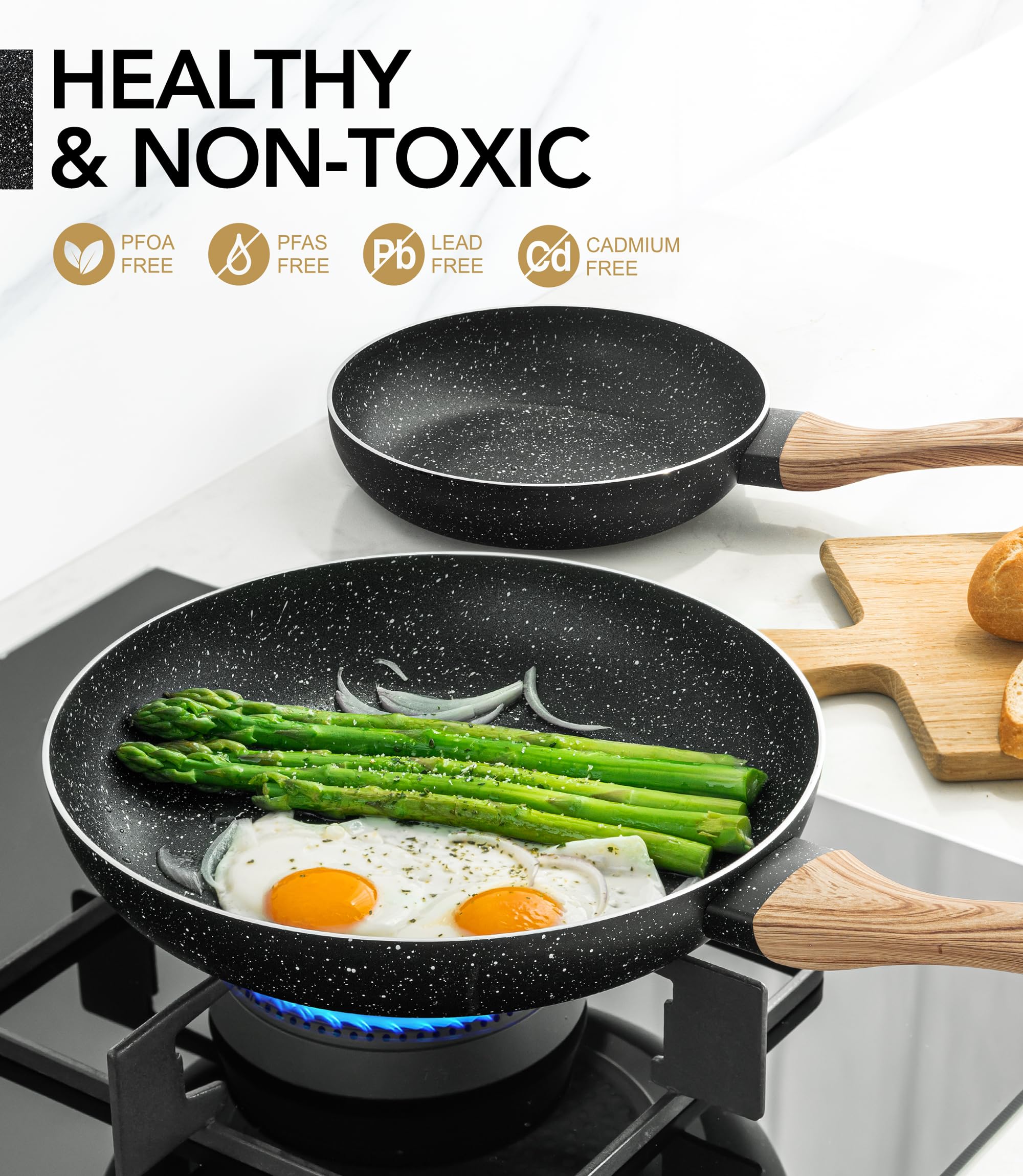 MICHELANGELO Juego de Sartenes 3 Piezas 20cm + 24cm + 28cm ...